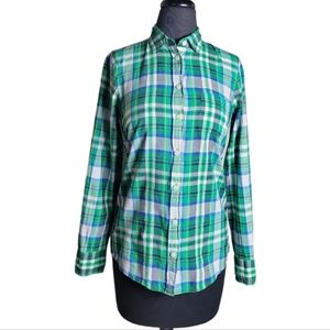 J. Crew perfect fit cotton plaid women's shirt size XS